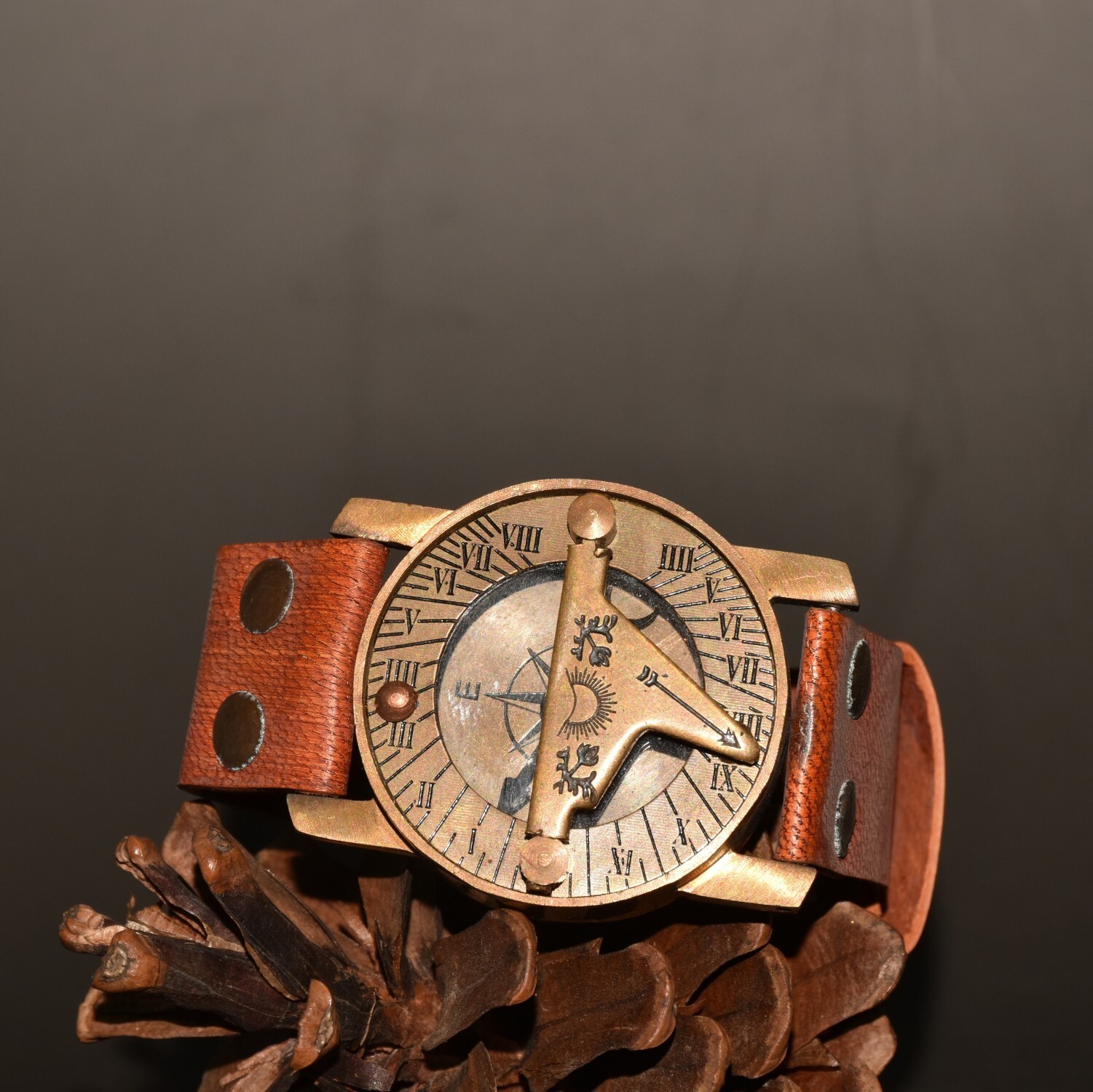 Early collection of pure copper genuine leather watches, compasses
