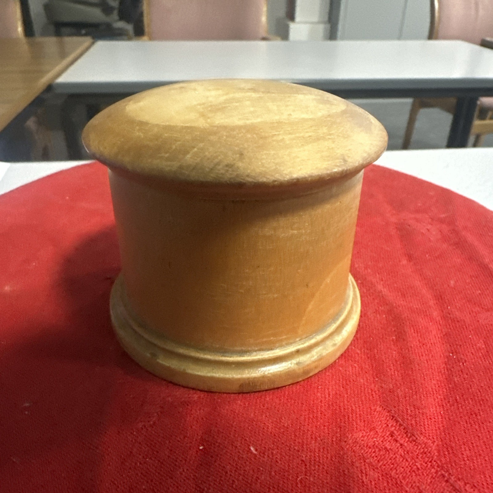 Vintage Boxwood Lidded String Box, Approximately 60mm High, 75mm In Diameter.