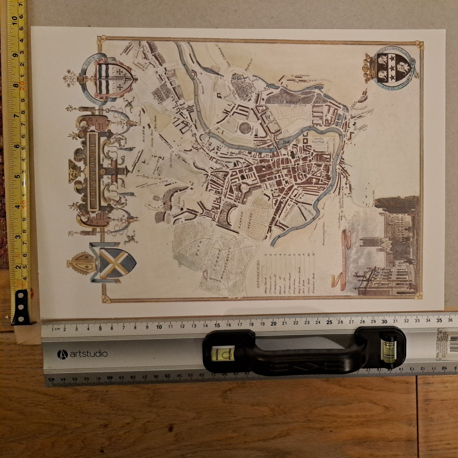 Vintage City Map of Bath by Thomas Moule circa 1830