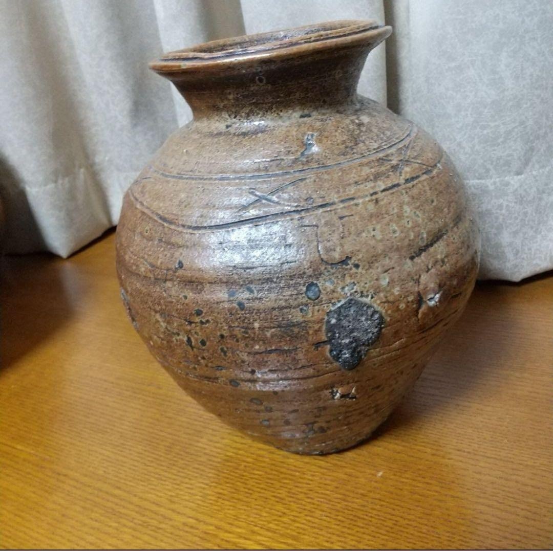 Antique Japanese Shigaraki Pottery Jar Edo Period 19th Century Vase Vessel 9.8in