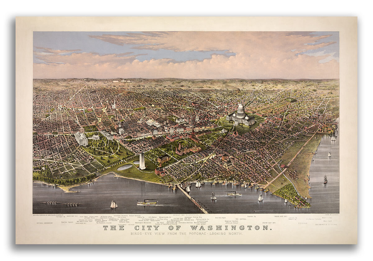 Washington DC 1880 Historic Panoramic Town Map – 16×24