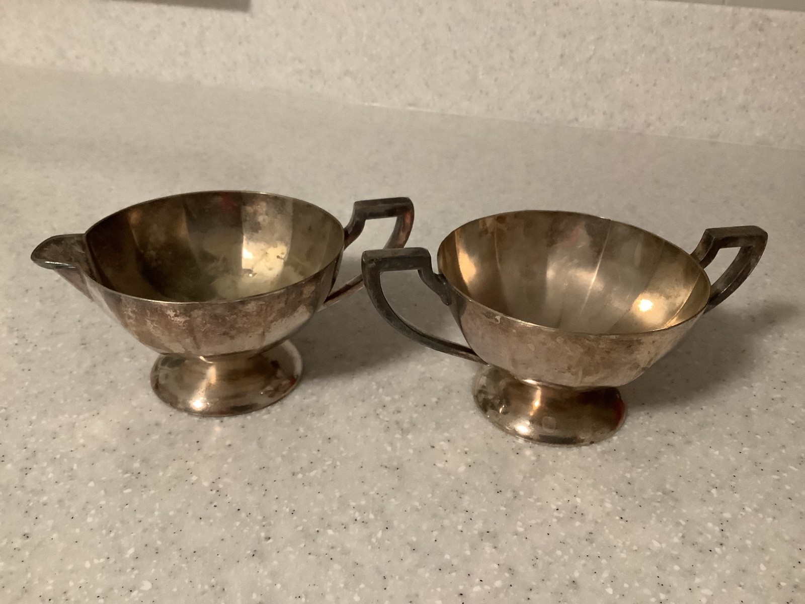 VINTAGE~Benedict Cream & Sugar~1916 EPNS.BMM Excellent Cond. Art Deco Style 