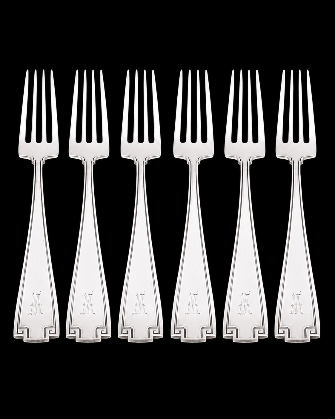 Gorham Etruscan Greek Key Sterling Dinner Forks 7-5/8″,Mono W, c. 1913 7 AVAIL