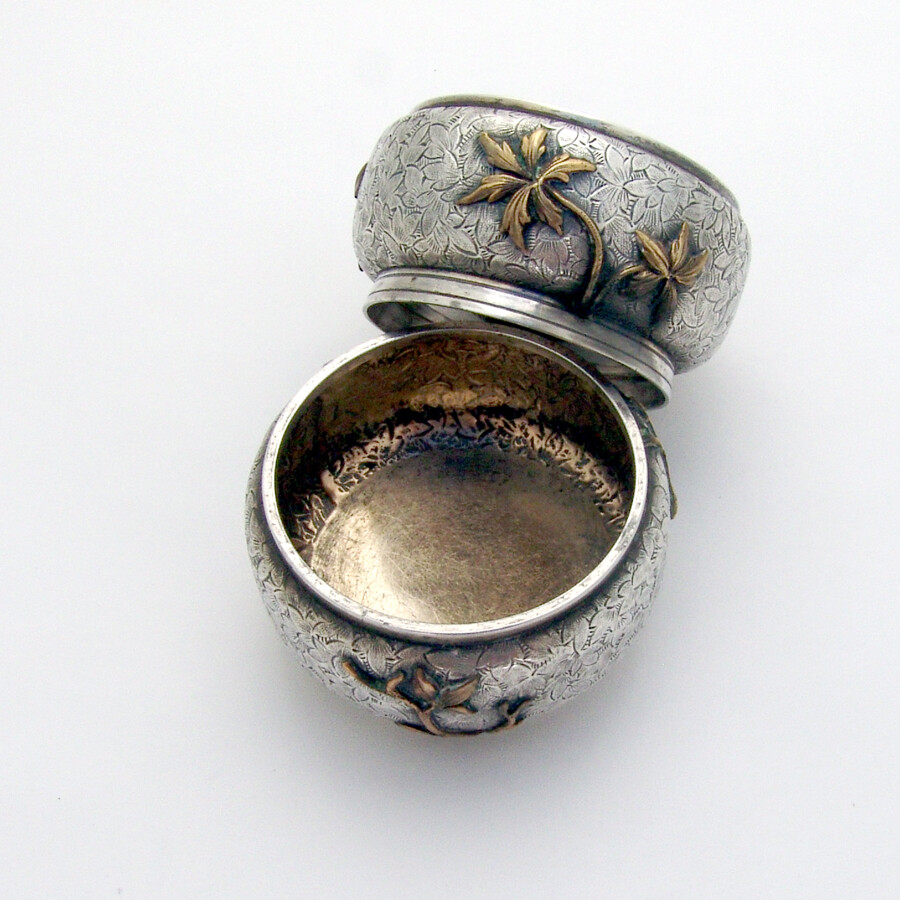 Mixed Metals Open Salts Pair Dominick Haff Sterling Silver 1879