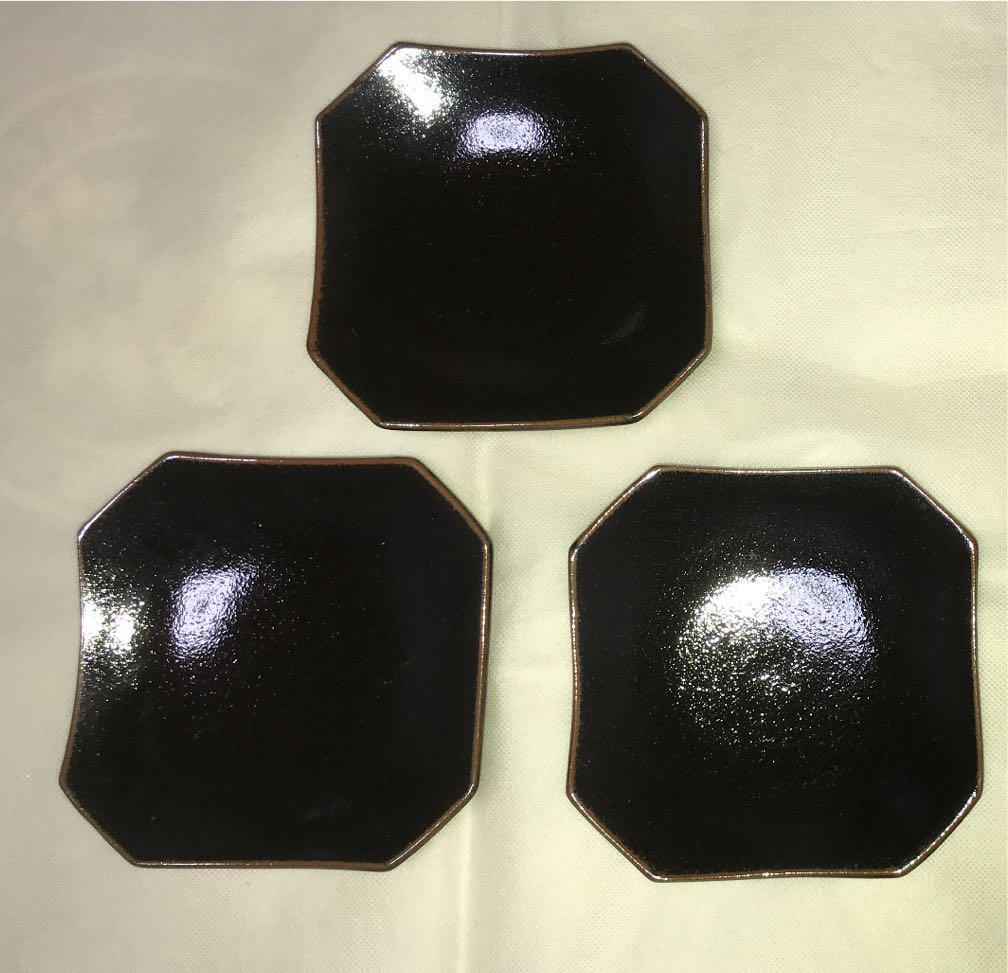Plate Japanese Pottery of Seto Plate #46 13x13x2.5cm/5.11×5.11×0.98″ set of 3