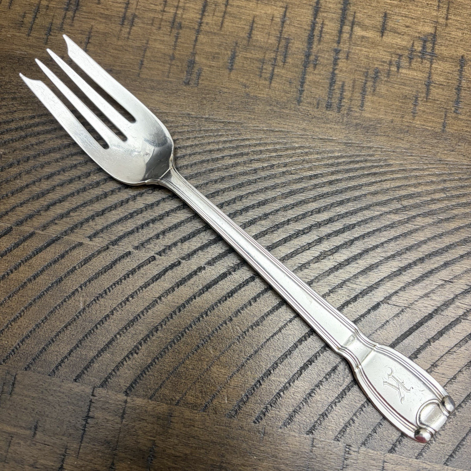 Tiffany & Co Castilian Sterling Silver Pastry Cake Fork Monogram K 53gr 6 5/8in