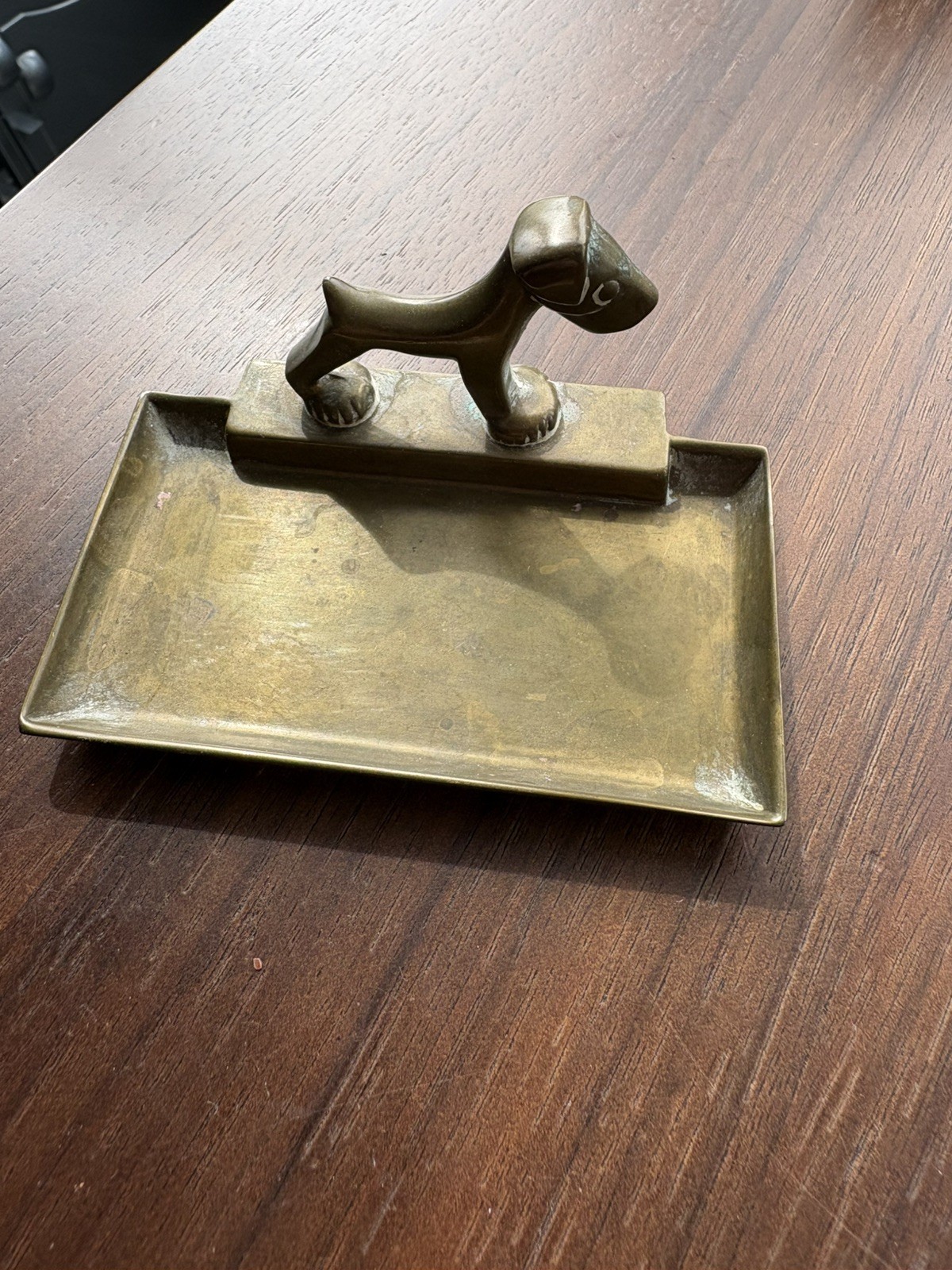 Antique Art Deco Brass Schnauzer Coin Tray Early 19th Century