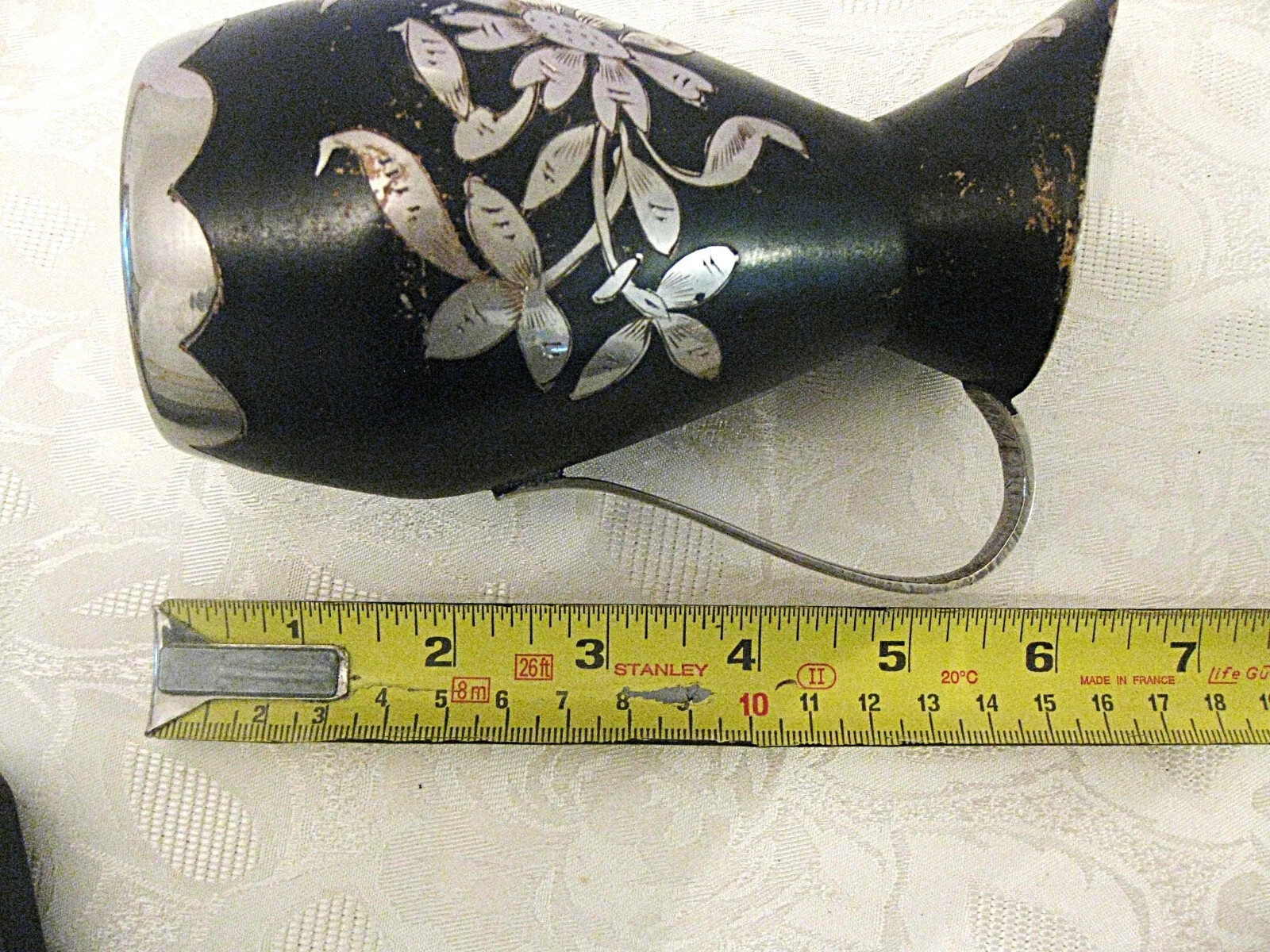 Vintage Indian Solid Brass Pitcher / jug Niello design Made In India