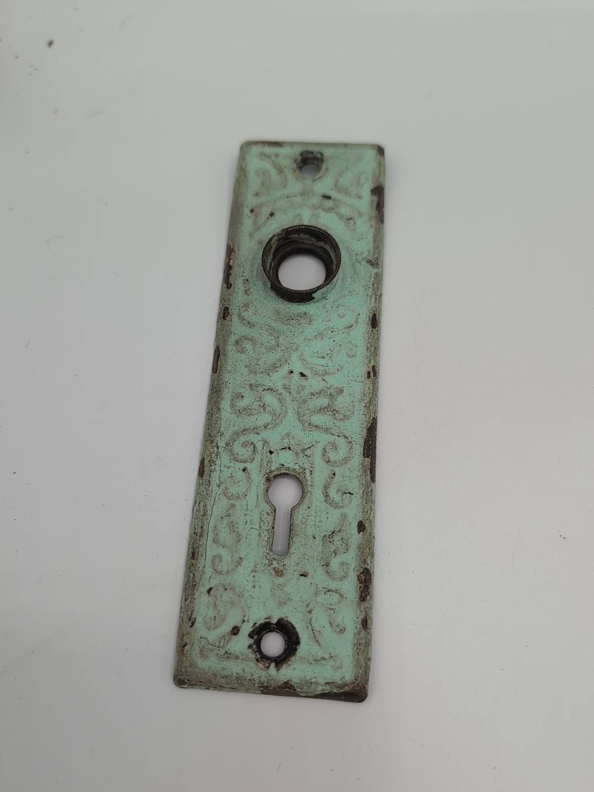 Antique Ornate Door Lock Skeleton Key Back Plate Architectural Salvage Vintage