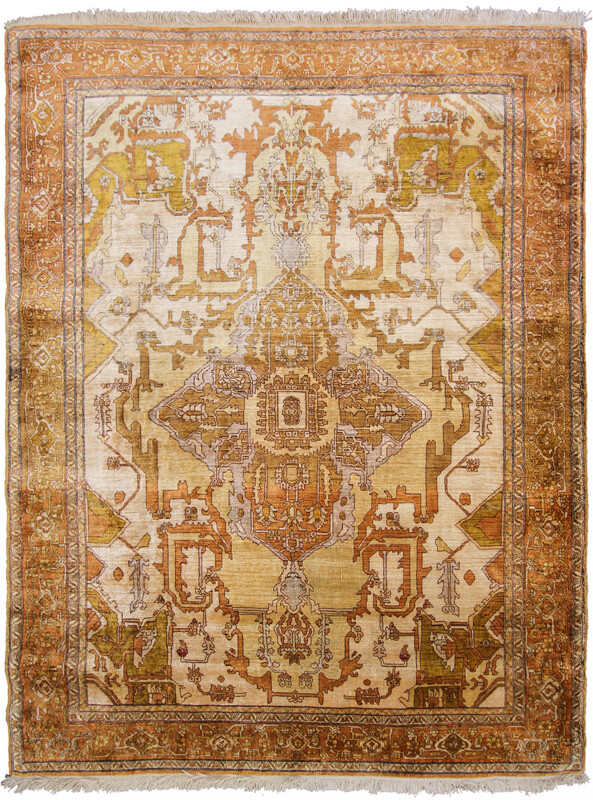 4×6 Rare Antique Fine Silk Handmade Rug Ivory Tapestry Quality Elegant Design