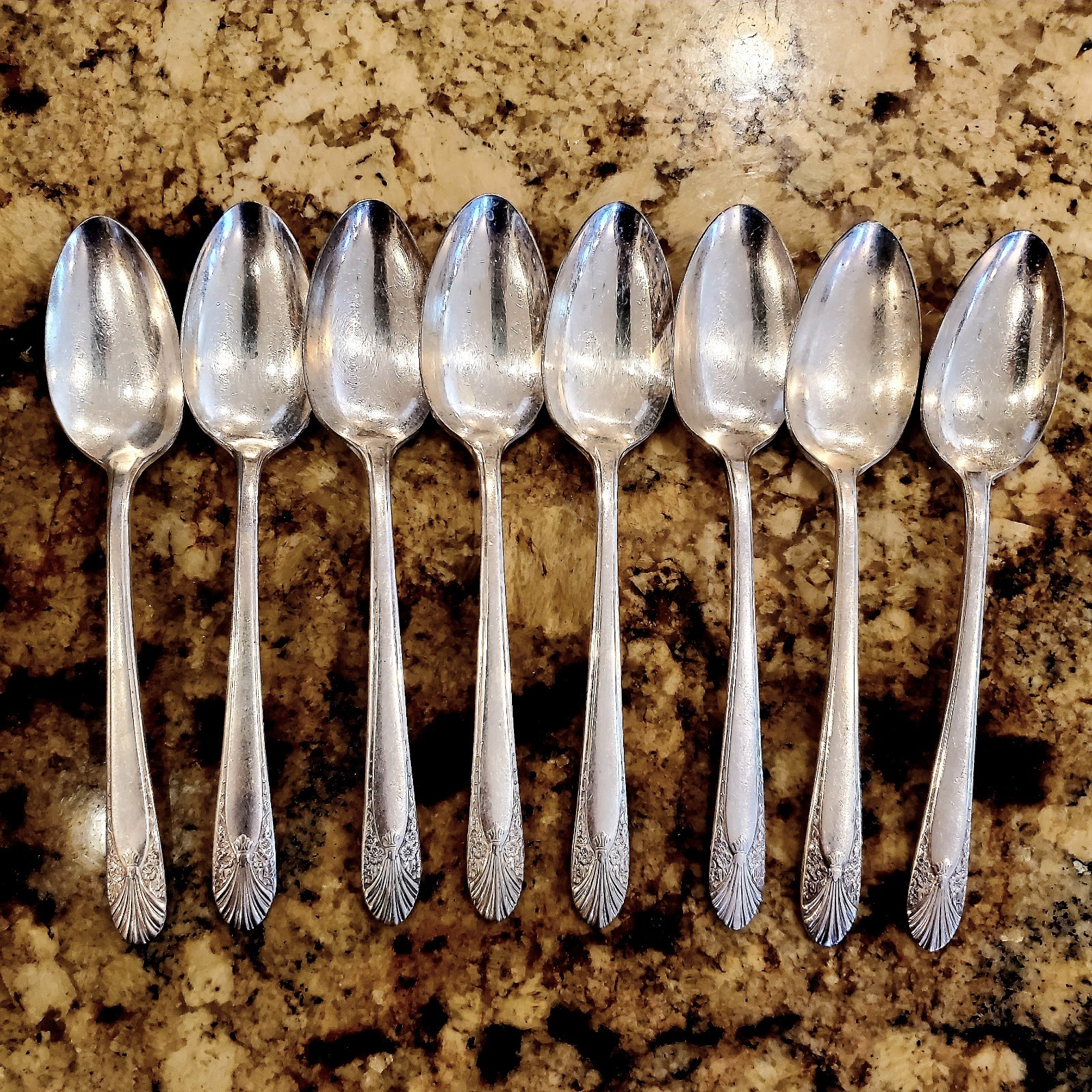 8 Crown Silverplate TeaSpoons Spoons International Crown Radiance Art Deco 1939