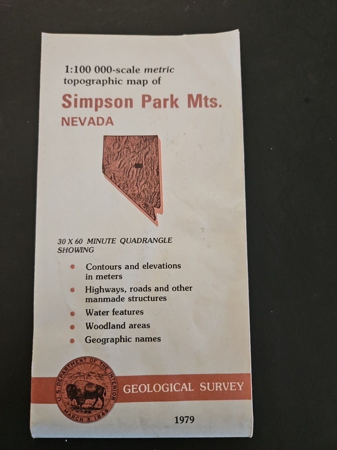 USGS Topographic Map SIMPSON PARK MTS. Nevada 1979 -100K-