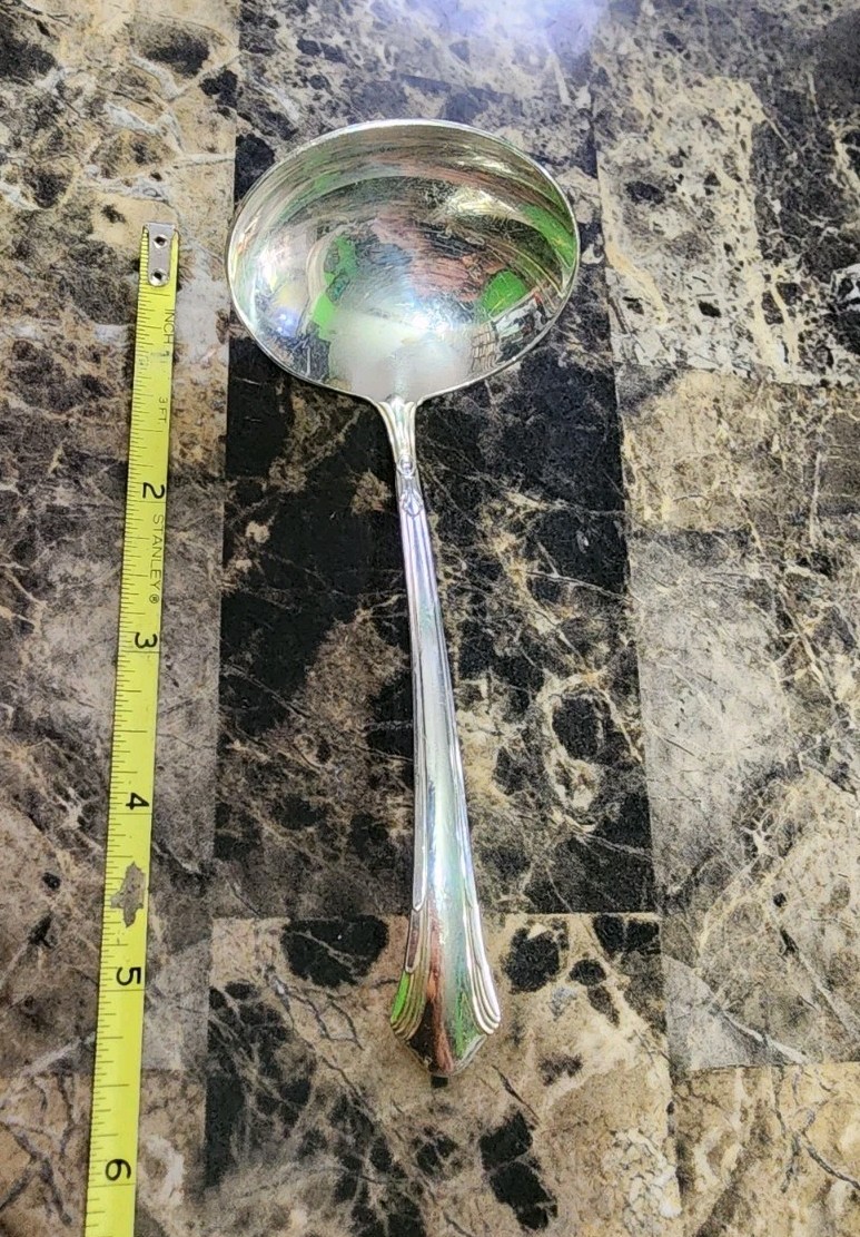 GORHAM ART DECO c1930 LADY CAROLINE PATTERN SILVERPLATD “6” GRAVY LADLE 🤎