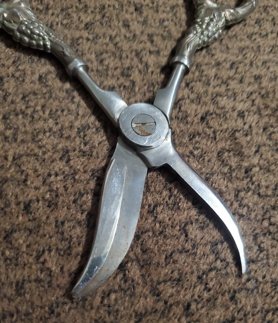 Vtg Webster Sterling Silver Handle Grape Scissors Shears by Hoffritz NY/Italy