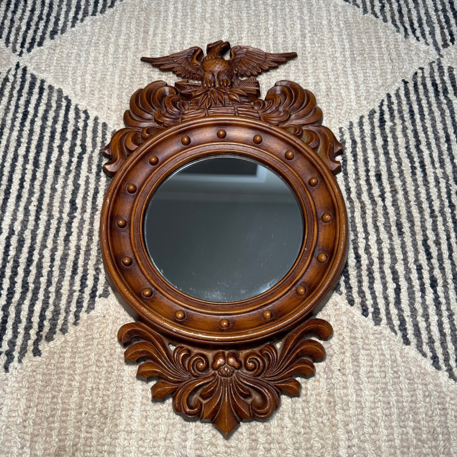Vintage Federal Eagle Wall Mirror Ornate Carved Frame Colonial Style