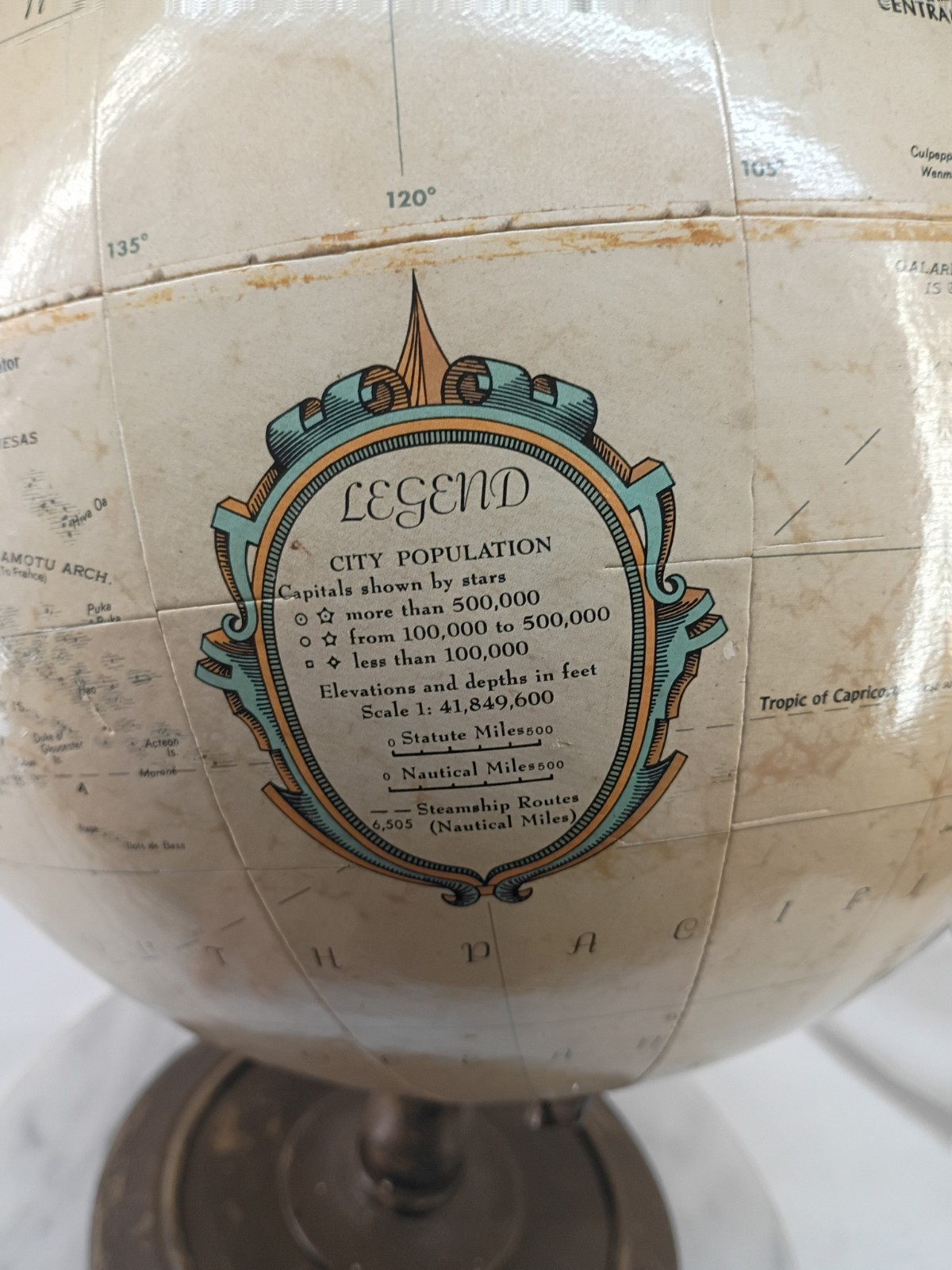 REPLOGLE GLOBE World Classic Series ~Wood Base & Brass Accents~12″ Diameter~