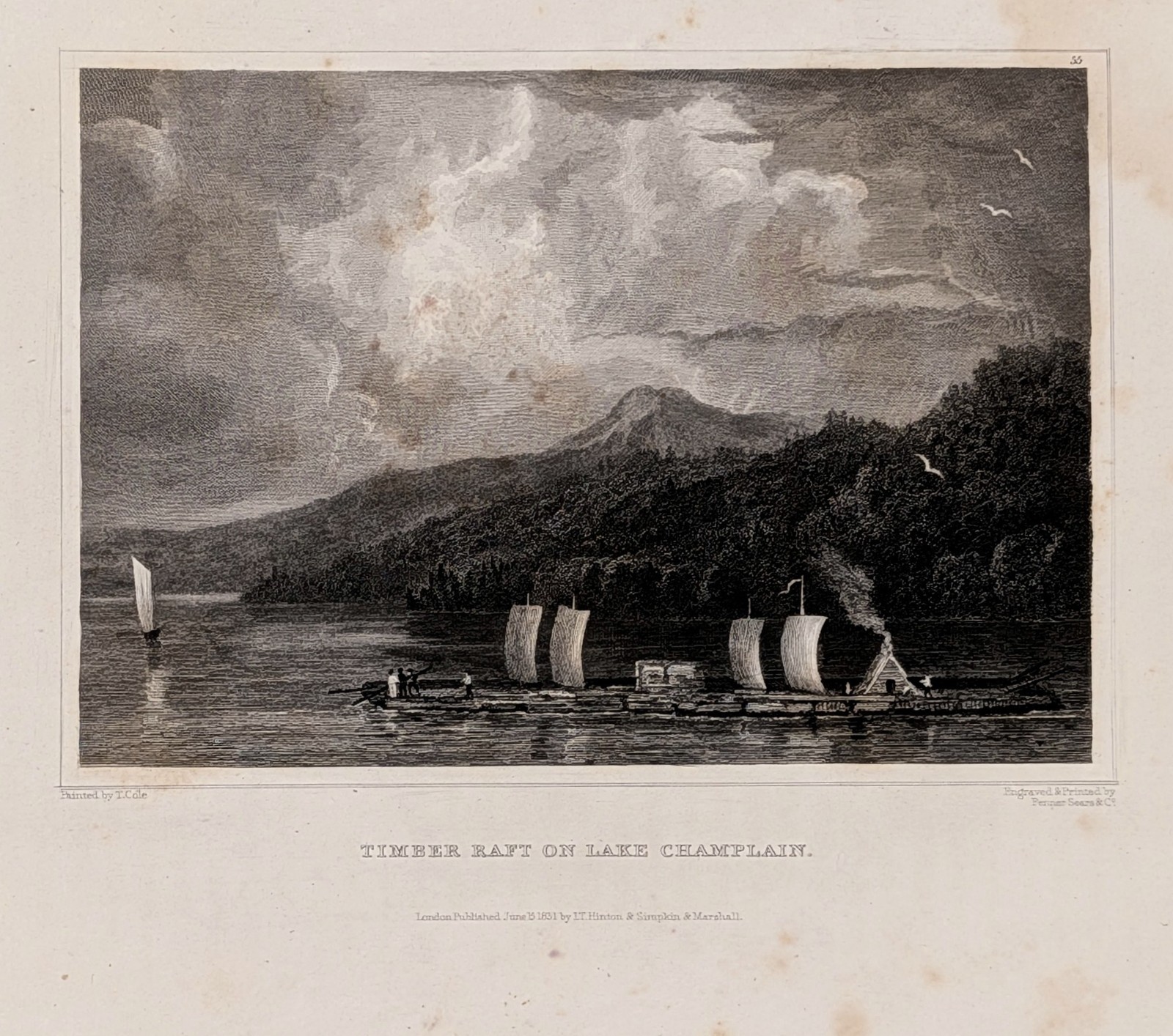 1831 Vermont Lake Champlain Engraved Print ORIGINAL JOHN HINTON