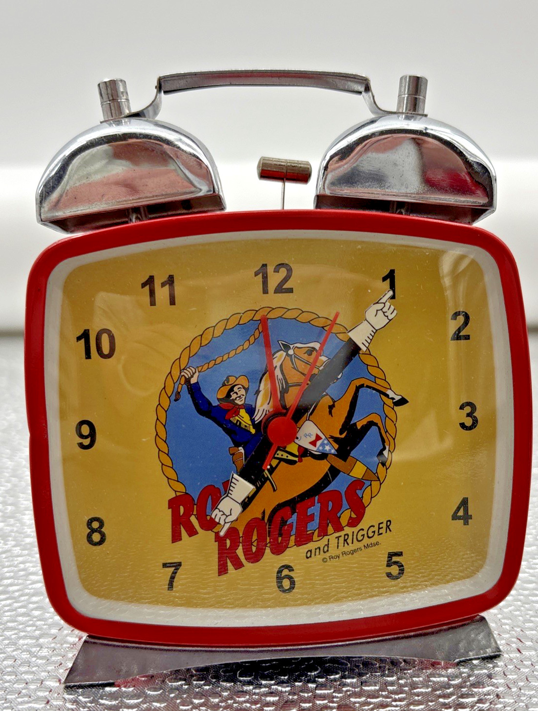 Schylling Rogers And trigger Wind Up Clock Works Western Cowboy Vintage