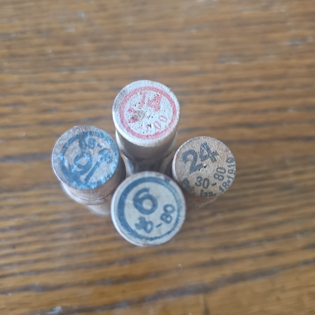 4 Antique Boye Needle Co. Sewing Machine Wooden Tubes Needles Holder Storage