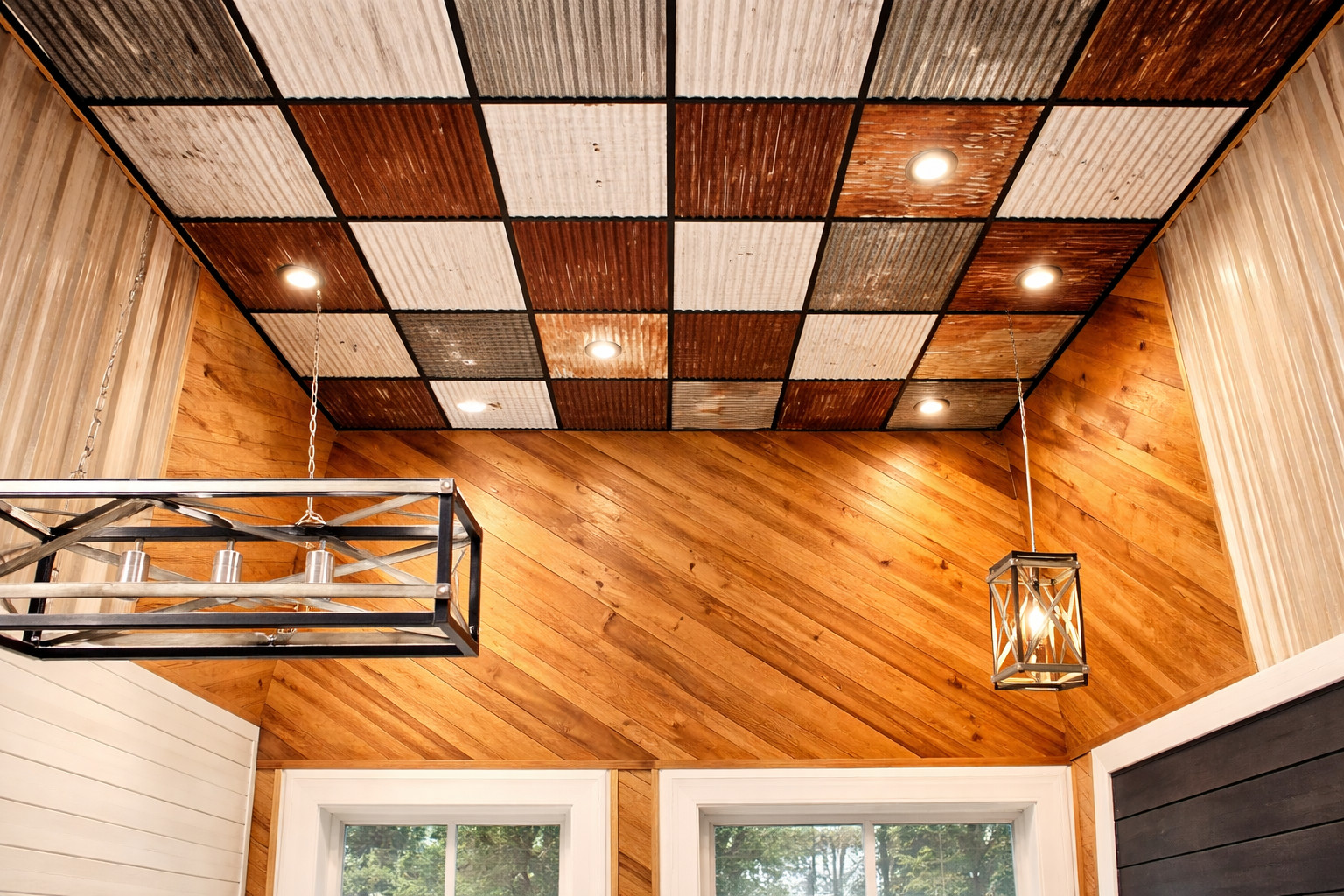 10 pcs. 2 x 2 (40 sq. ft.) DROP CEILING TILES RECLAIMED CORRUGATED BARN ROOFING