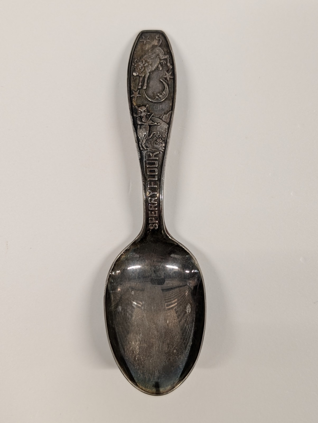 Vintage Sperry Flour Childs Silver Plate Spoon Cow Jumping Over the Moon