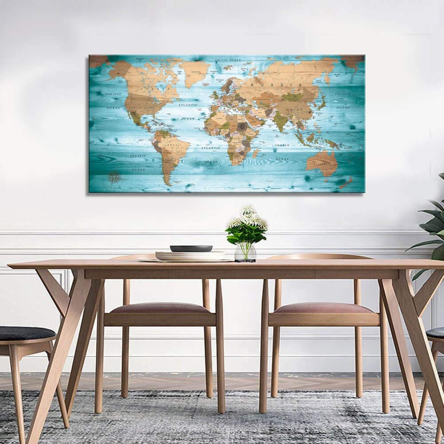 World Map Poster Wall Art for Office Decor Vintage Photos Canvas Prints Nauti…