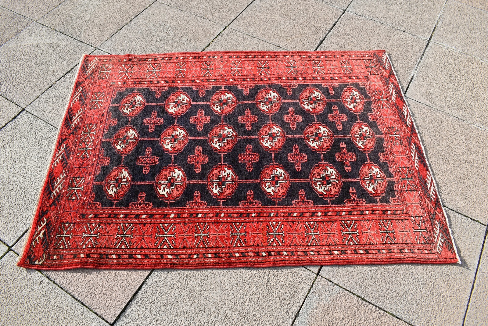 Fabulous Antique Tribal Rug 3’0 x 4’2 ft Turkoman Tribal Collector’s Piece Rug