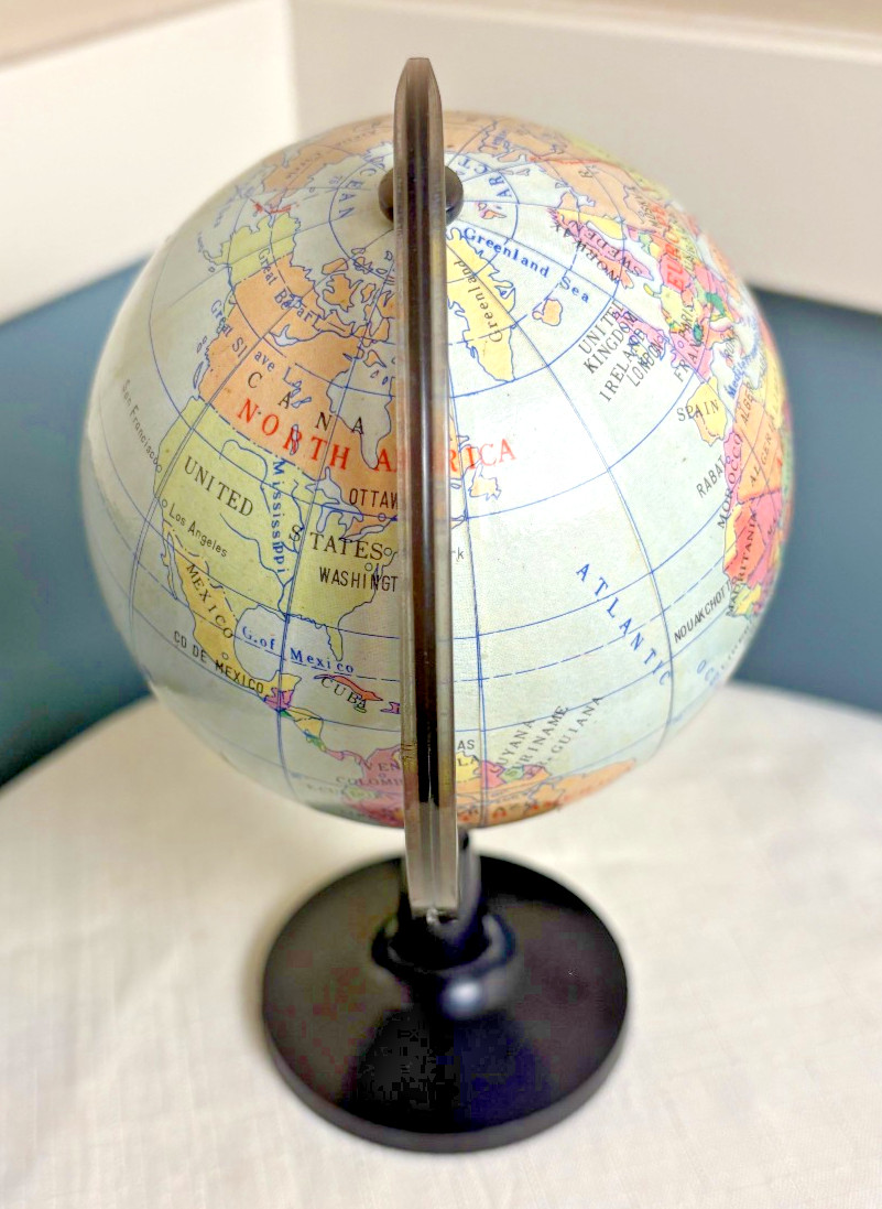 Small Tabletop World Globe w/ Ecliptic Line Path of the Sun 7.5 Inch Educational