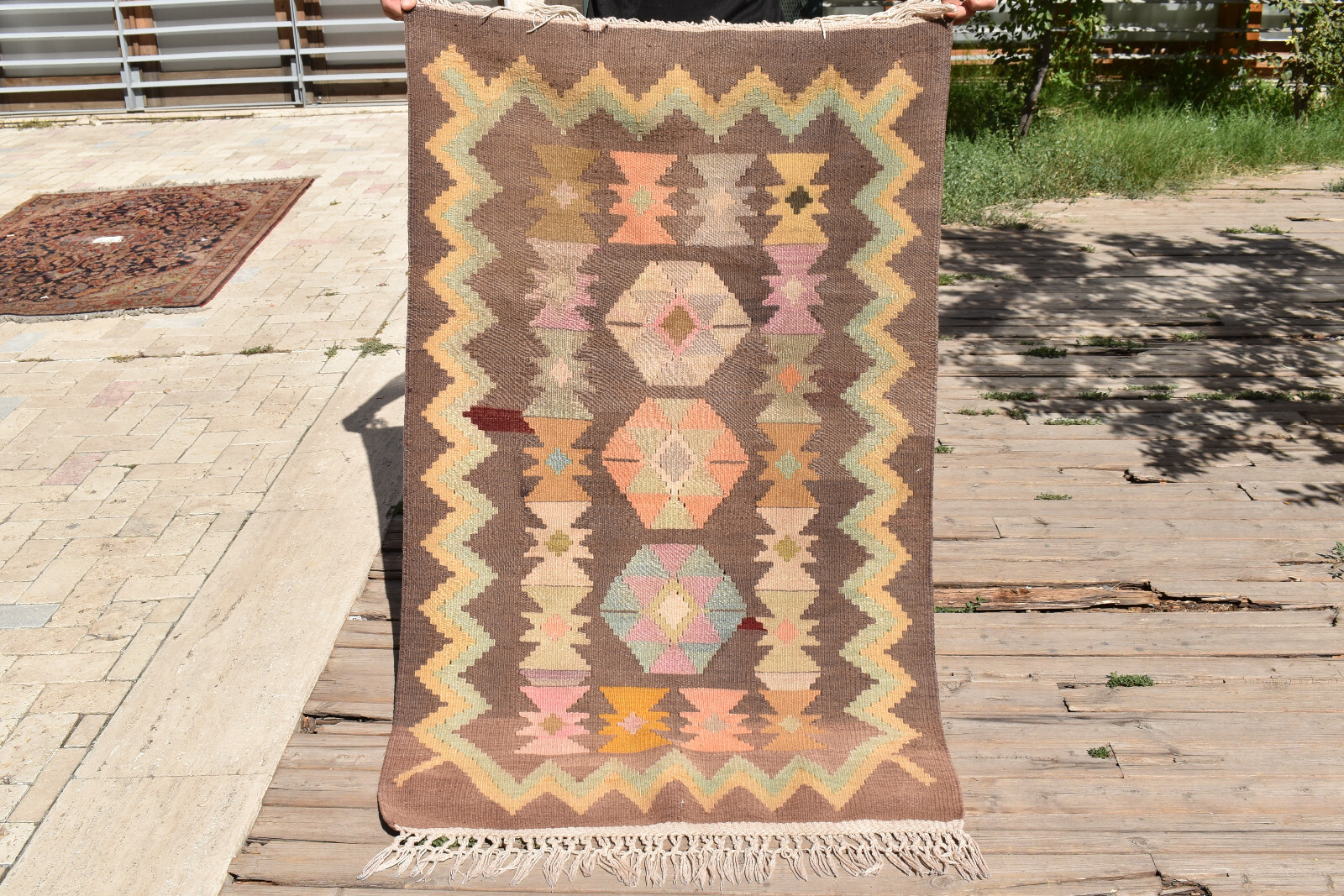 Turkish Rug 31”x58” Handwoven Kayseri Purple Kilim 80x150cm Oriental 2×4 Size