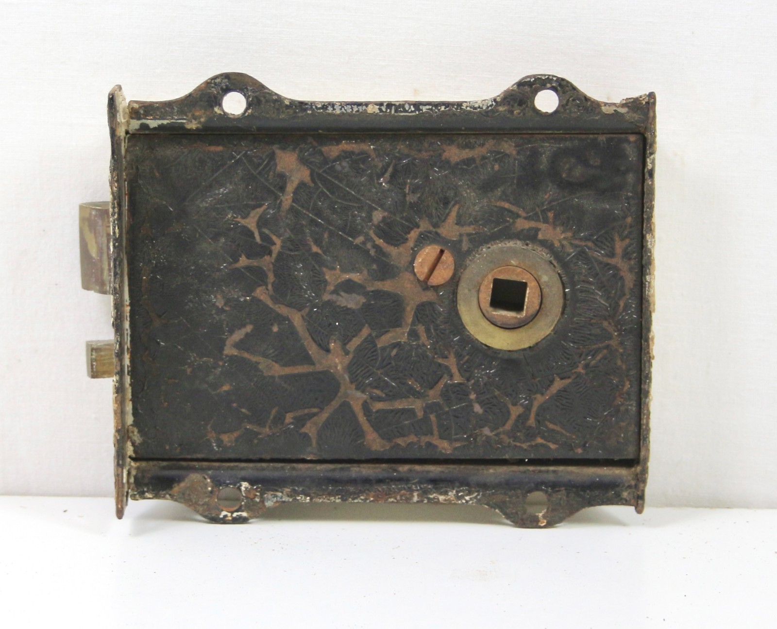 Victorian Rim Lock c1870–1900 Patent Superior Steel Palace Action – Ceramic Knob