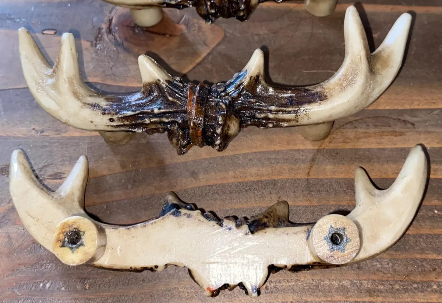 2 Drawer Pulls Handles Deer Elk Antler Door Cabinet Knobs Furniture Hardware