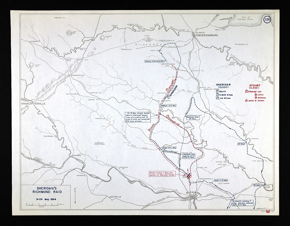 West Point Civil War Map Sheridan’s Richmond Raid Battle of Yellow Tavern May 11