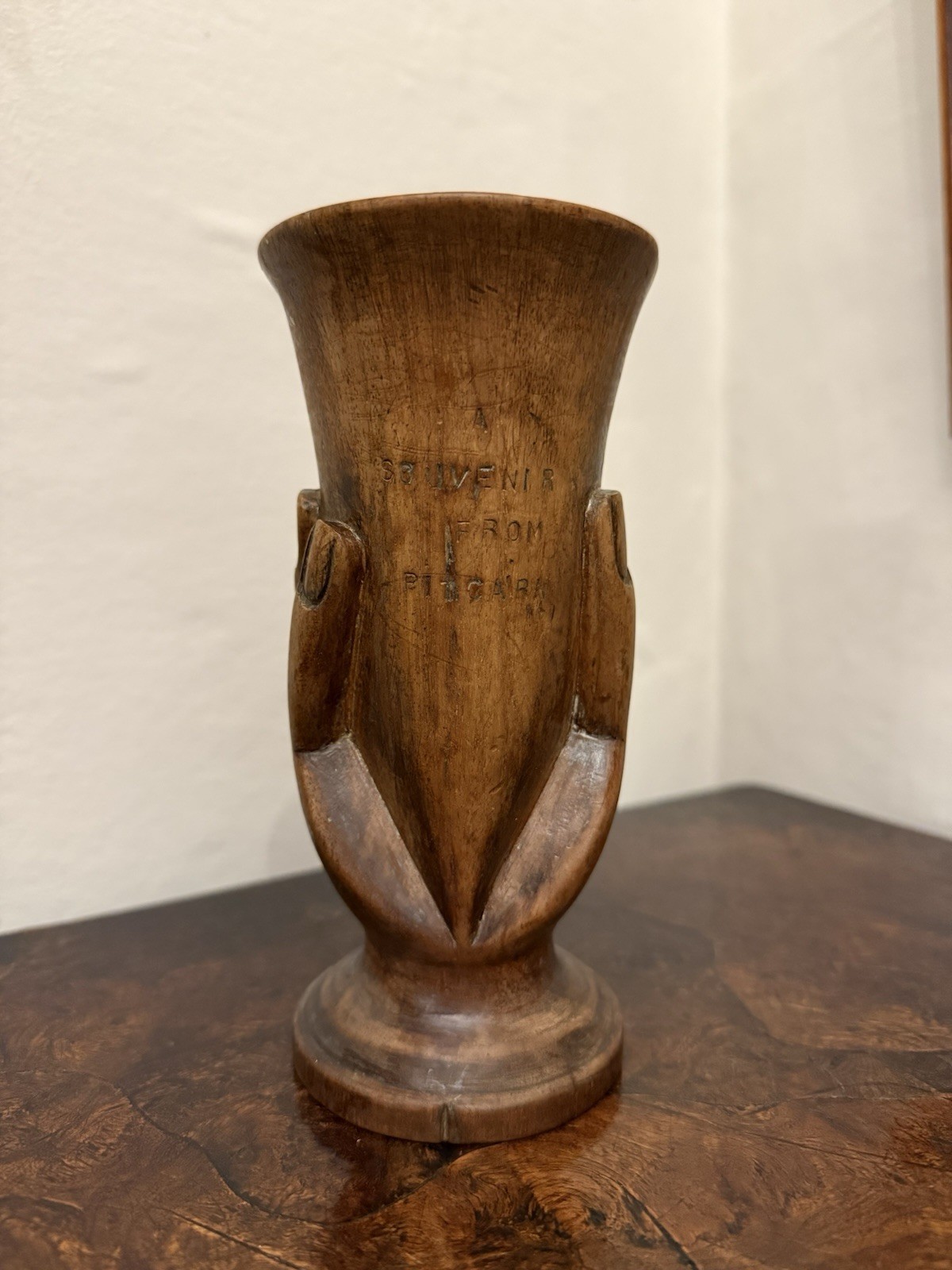Pitcairn Islands Early 20th Century Hand Carved Hand Love Cup Mutiny Bounty Ship