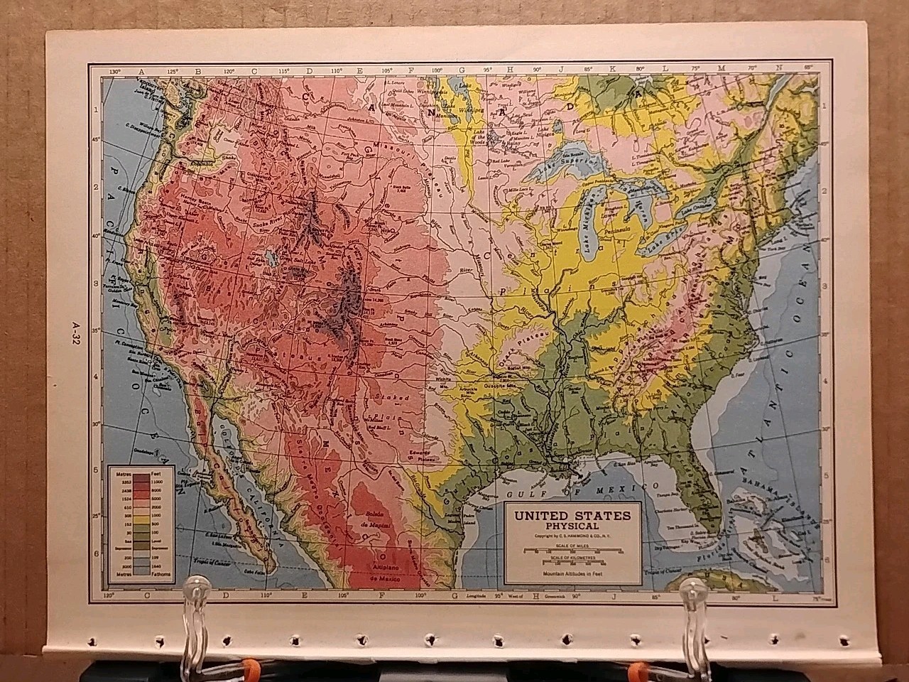 1953 Vintage PHYSICAL UNITED STATES Atlas Map Hammond’s World Atlas Superior Ed