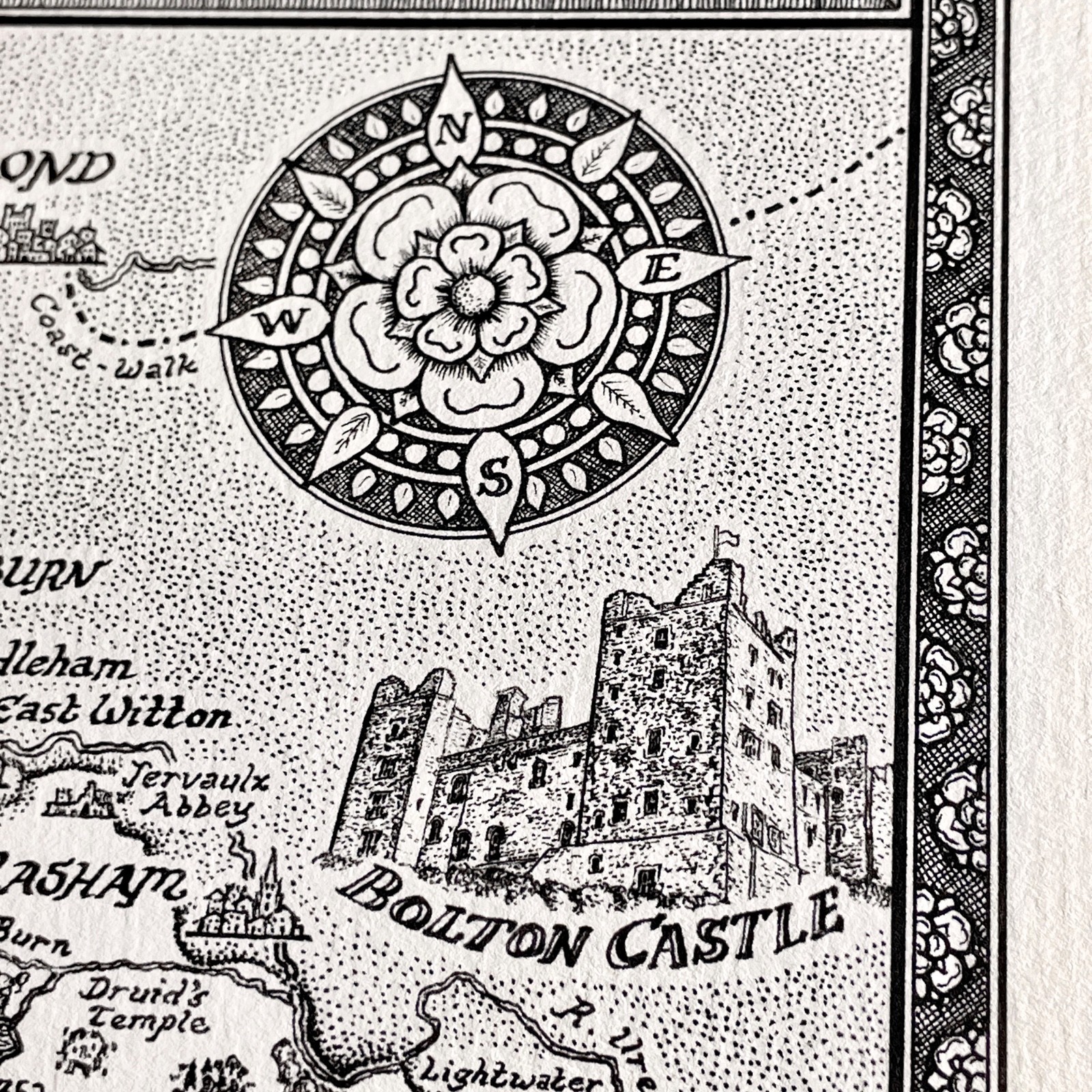 Yorkshire Dales Map [with mount] – Fine Art Prints Hand Drawn by Manuscript Maps