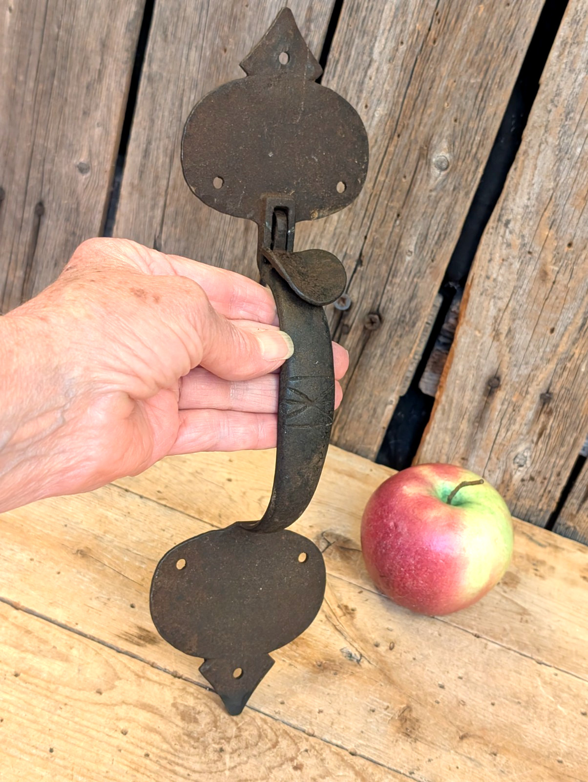 Rare 18th C ANTIQUE SUFFOLK IRON THUMB LATCH DOOR HANDLE PA COUNTRY AAFA