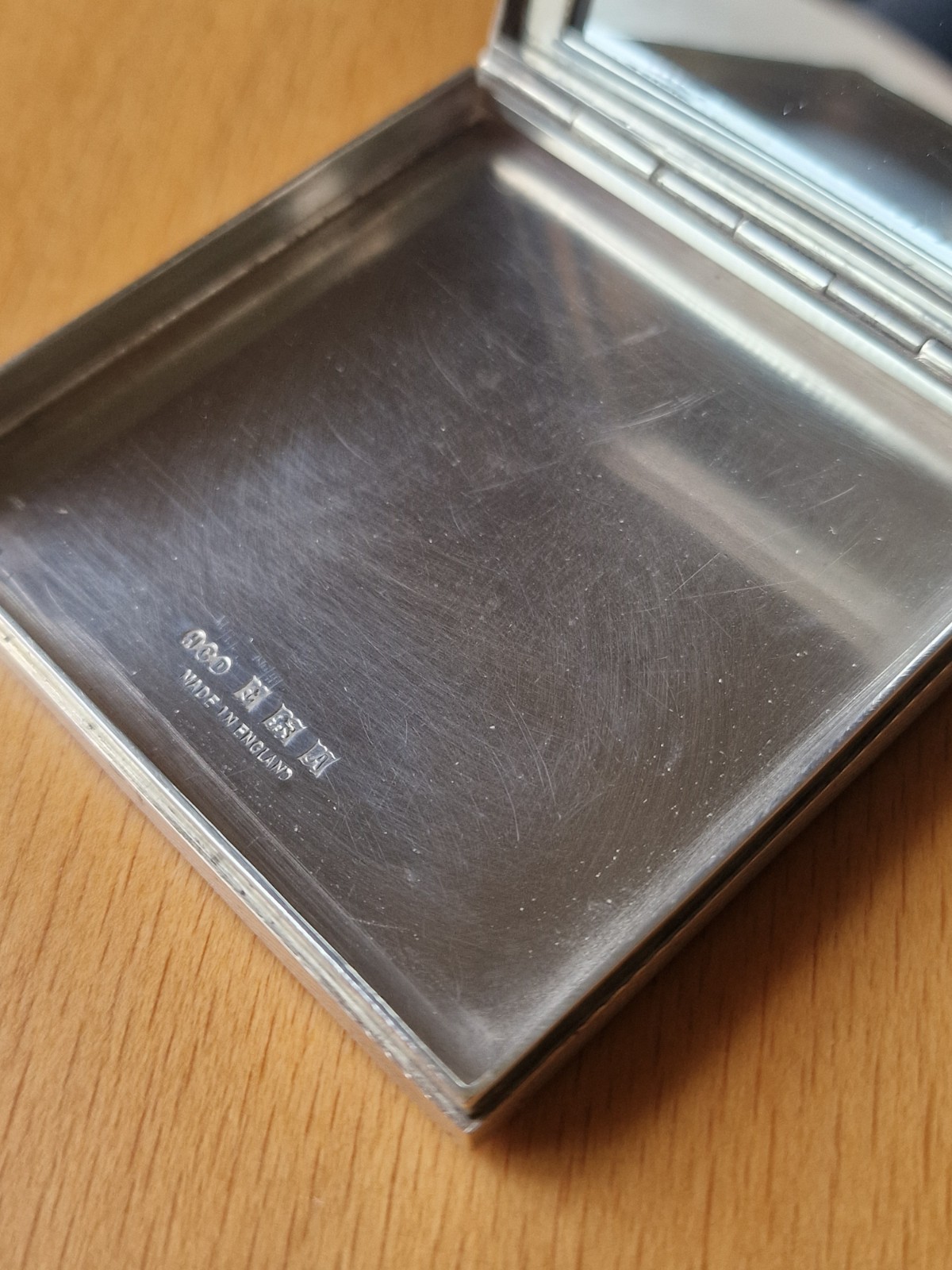 1950s STUNNING solid Silver ORANGE ENAMEL COMPACT