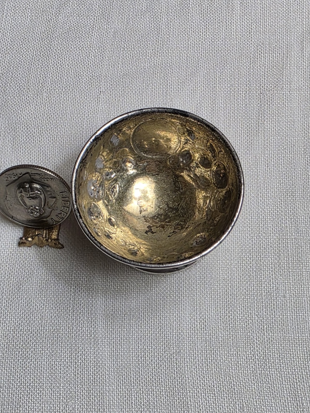 antique Andrew E. Warner Baltimore A. E. W. Miniature coin silver repousse bowl