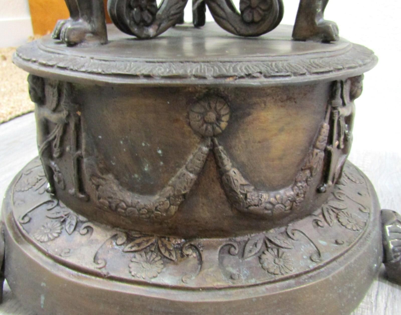 French Empire Style Bronze Jardiniere with Female Griffons and Cherubs 30″ Tall
