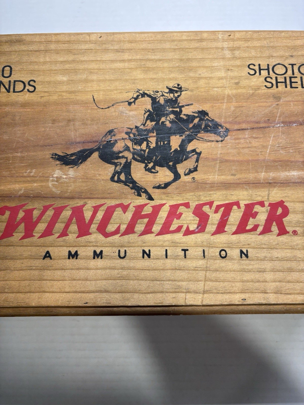 Nice Wooden Dovetail Winchester Shotgun Shells Ammo Crate w/ Rope Handles
