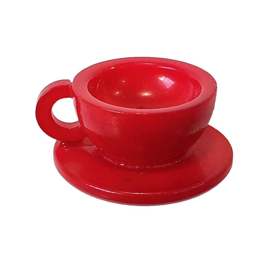 One Vintage Button Celluloid Realistic Red Tea or Coffee Cup Cutie