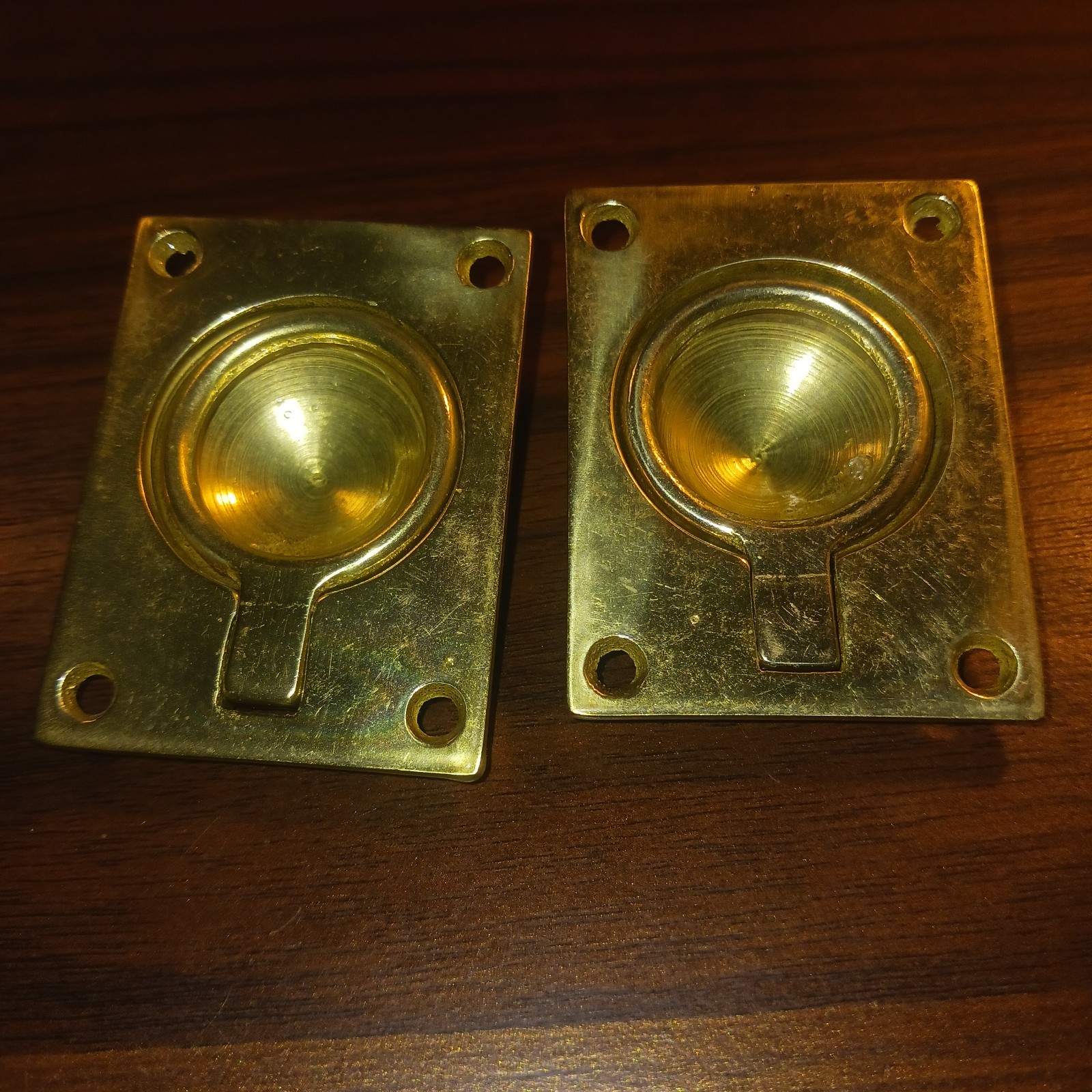 Brass Flush Ring Pull 2″ x 2 1/2″ Set Of 2