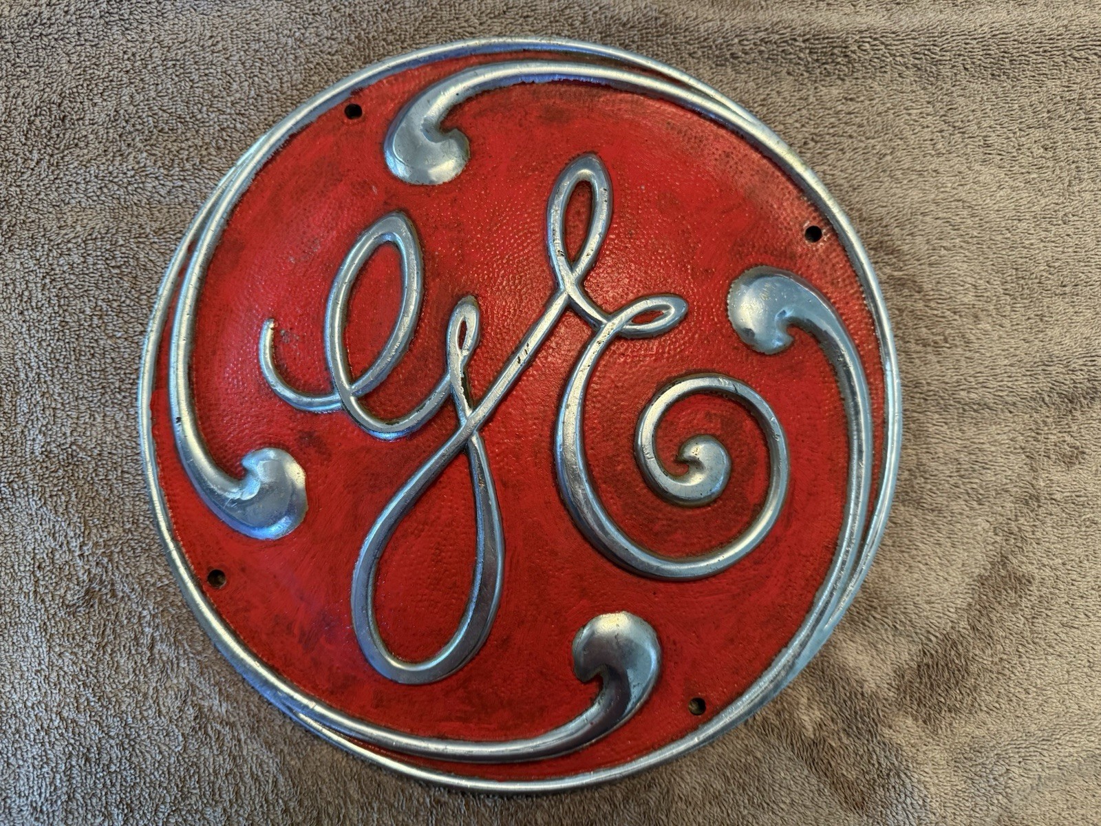 Vintage 12” General Electric GE Cast Aluminum Machine Emblem NP-361000 Motor