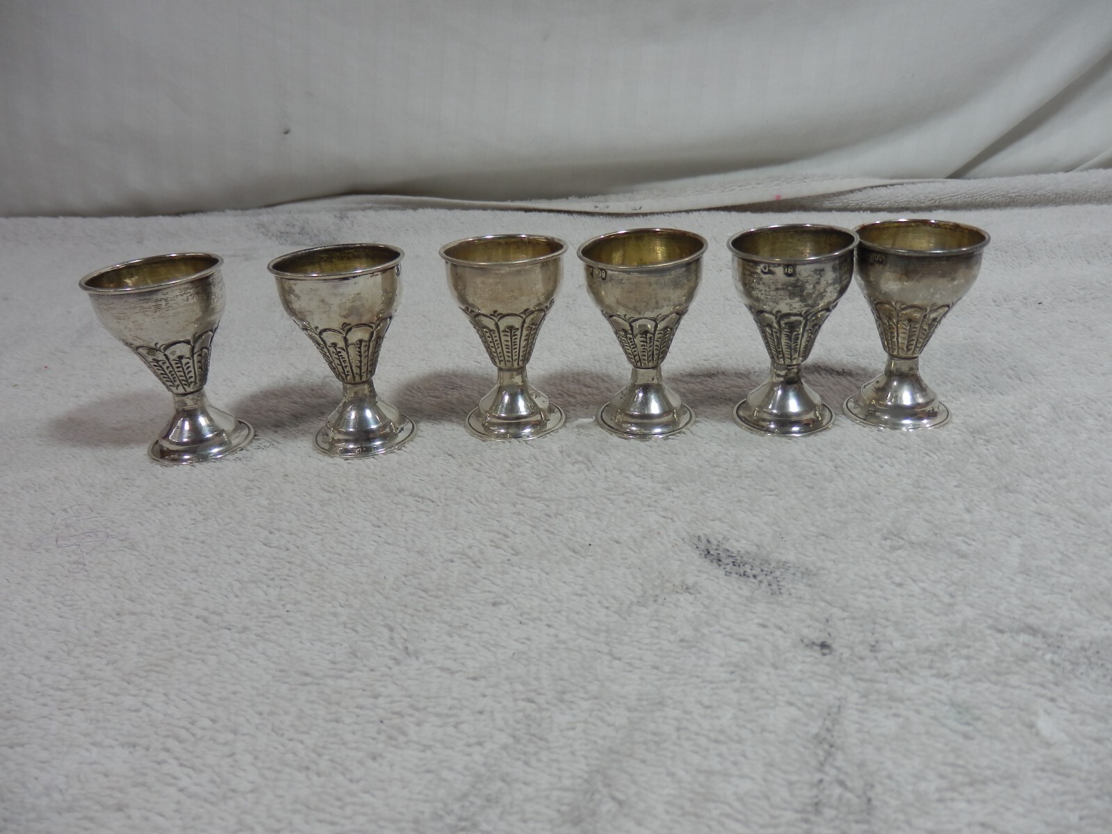 VTG SILVER Lot of 6 CUPS JIGGER TUMBLER GOBLET VODKA SHOT
