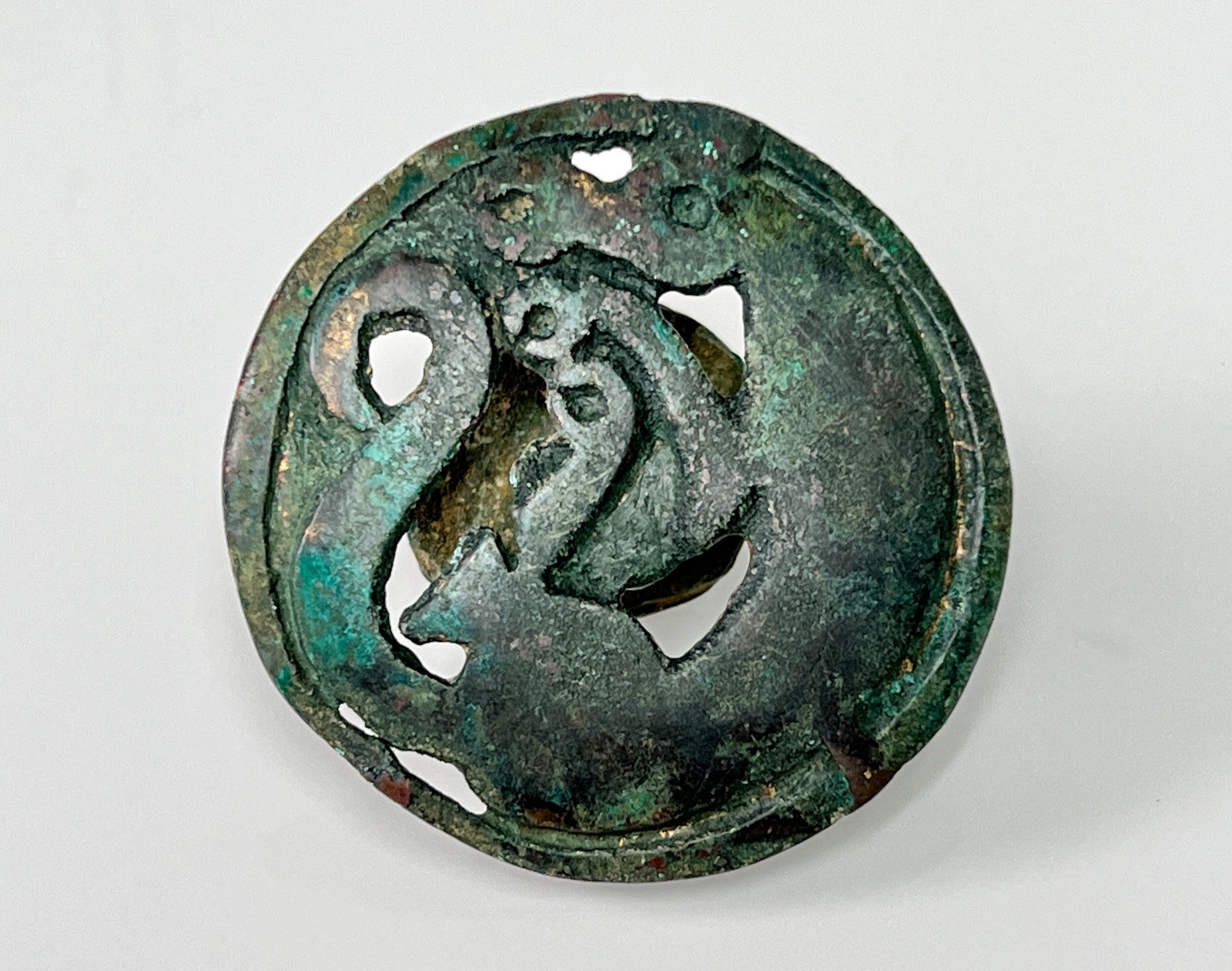 Ancient Fine Scythian Bronze Buckle With Beast Near Eastern Western Asiatic