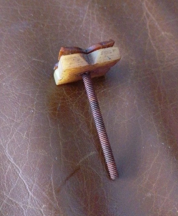 Old Coat Peg/ Handle Pull Cabinet Door (possibly Tigers Eye) 4 leaf clover shape