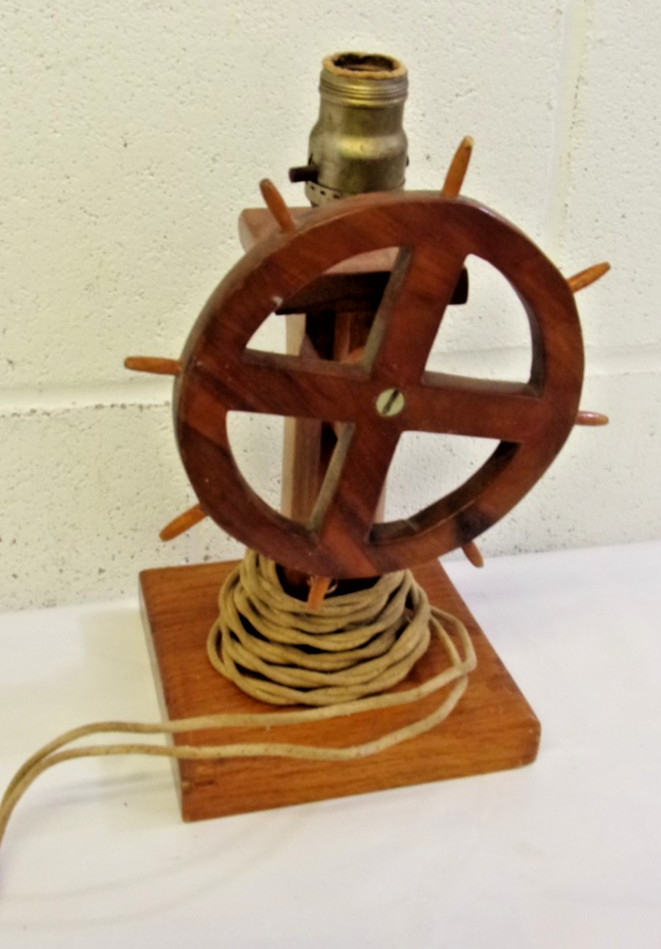 Antique Desk Lamp Nautical Ship Wheel Cloth Cord 1920’s 1930’s