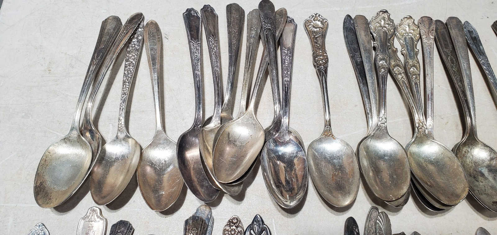 54 Silver Plated Table Spoon Flatware use or craft Lot #29