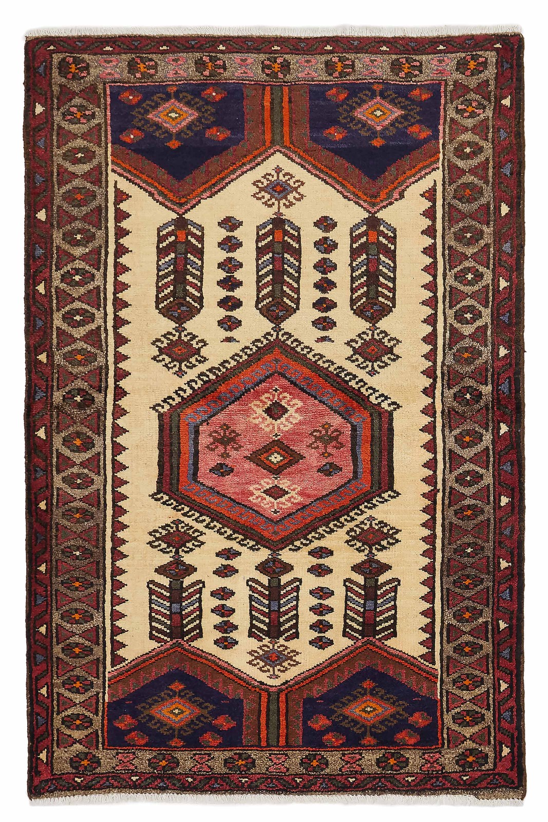 Vintage Hand-Knotted Area Rug 3’5″ x 5’2″ Traditional Oriental Wool Carpet