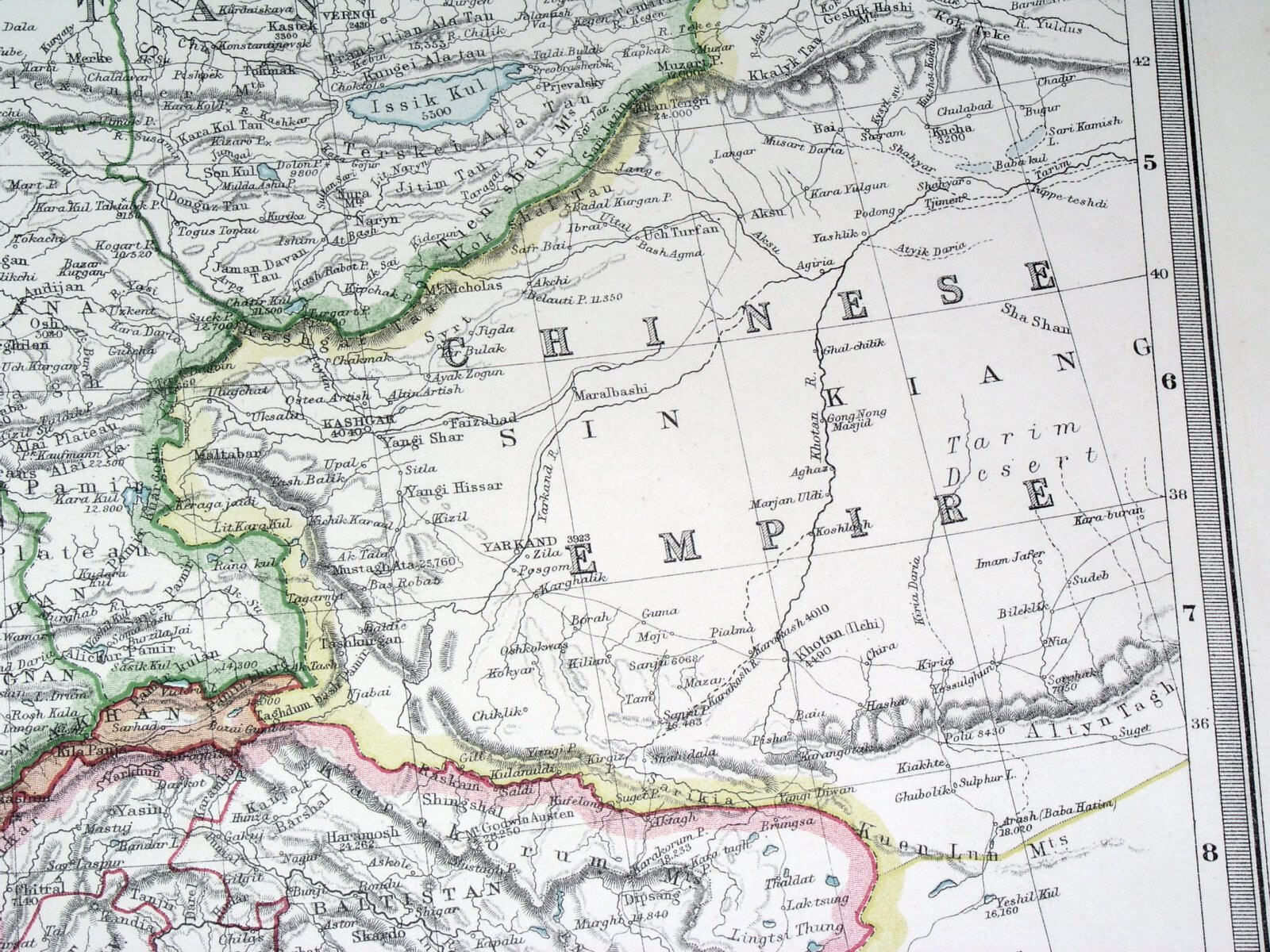 1908 ANTIQUE MAP OF KAZAKHSTAN IRAN PERSIA AFGHANISTAN INDIA CHINA TURKESTAN